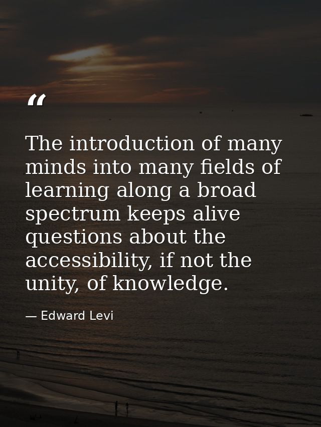 The introduction of many minds into many fields of learning along a broad spectrum keeps alive questions about the acces — Edward Levi