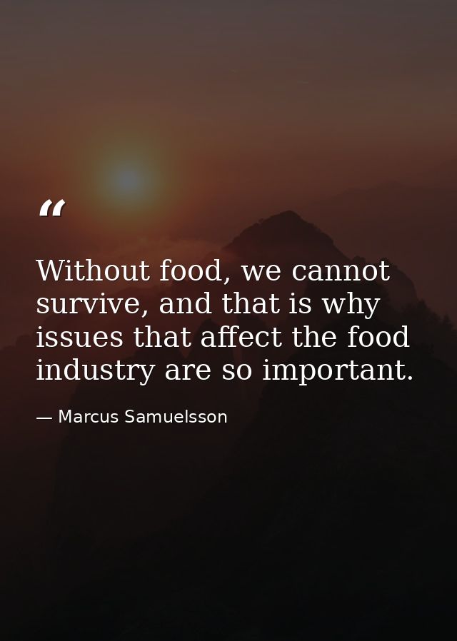 Without food, we cannot survive, and that is why issues that affect the food industry are so important. — Marcus Samuelsson