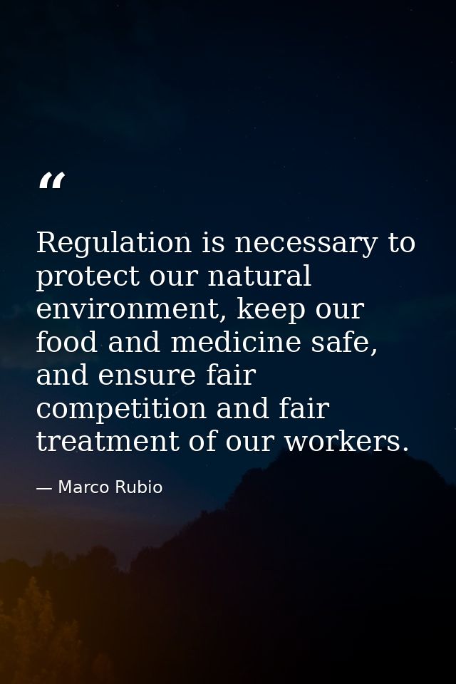 Regulation is necessary to protect our natural environment, keep our food and medicine safe, and ensure fair competition — Marco Rubio