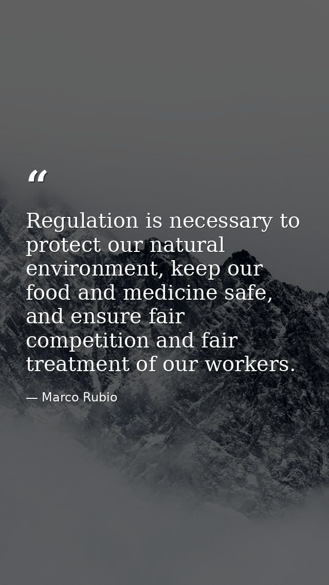 Regulation is necessary to protect our natural environment, keep our food and medicine safe, and ensure fair competition — Marco Rubio