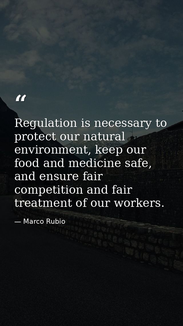 Regulation is necessary to protect our natural environment, keep our food and medicine safe, and ensure fair competition — Marco Rubio
