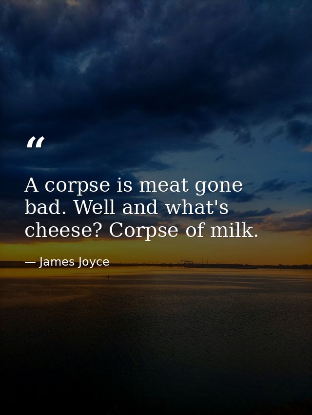 A corpse is meat gone bad. Well and what's cheese? Corpse of milk. — James Joyce