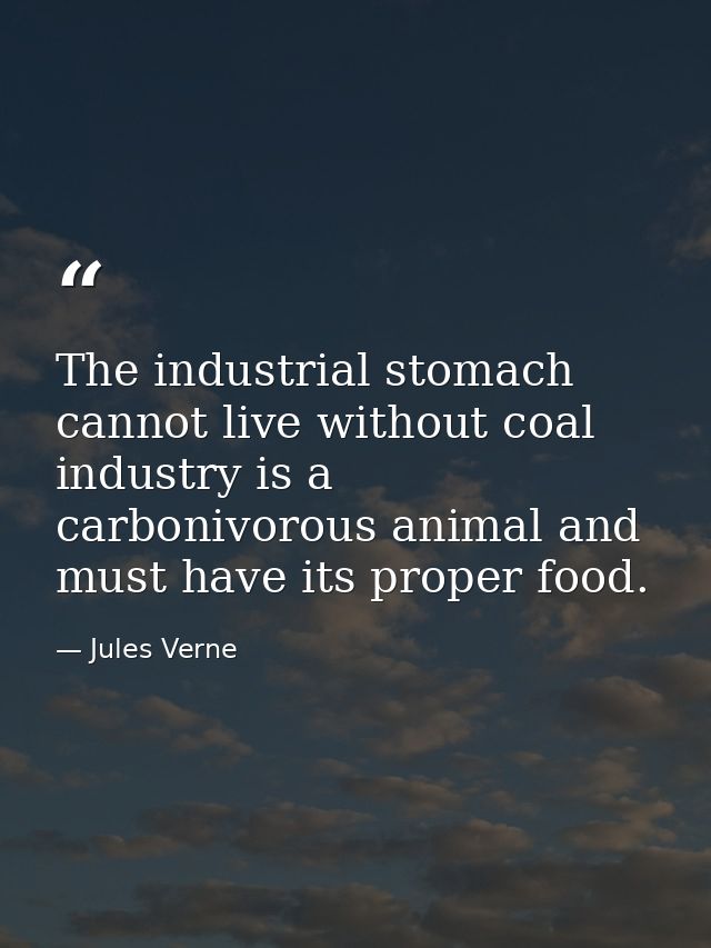 The industrial stomach cannot live without coal industry is a carbonivorous animal and must have its proper food. — Jules Verne