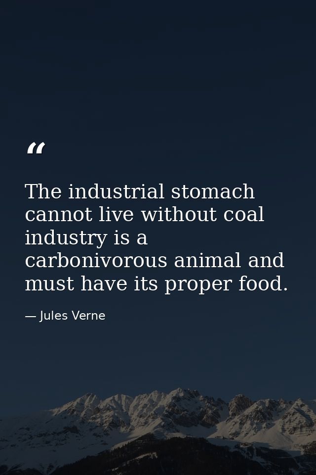 The industrial stomach cannot live without coal industry is a carbonivorous animal and must have its proper food. — Jules Verne