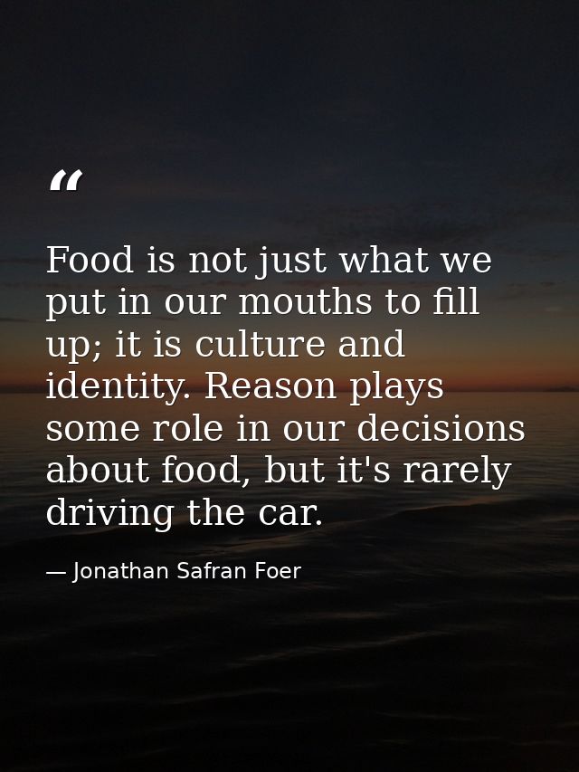 Food is not just what we put in our mouths to fill up; it is culture and identity. Reason plays some role in our decisio — Jonathan Safran Foer