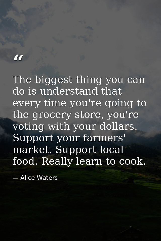 The biggest thing you can do is understand that every time you're going to the grocery store, you're voting with your do — Alice Waters