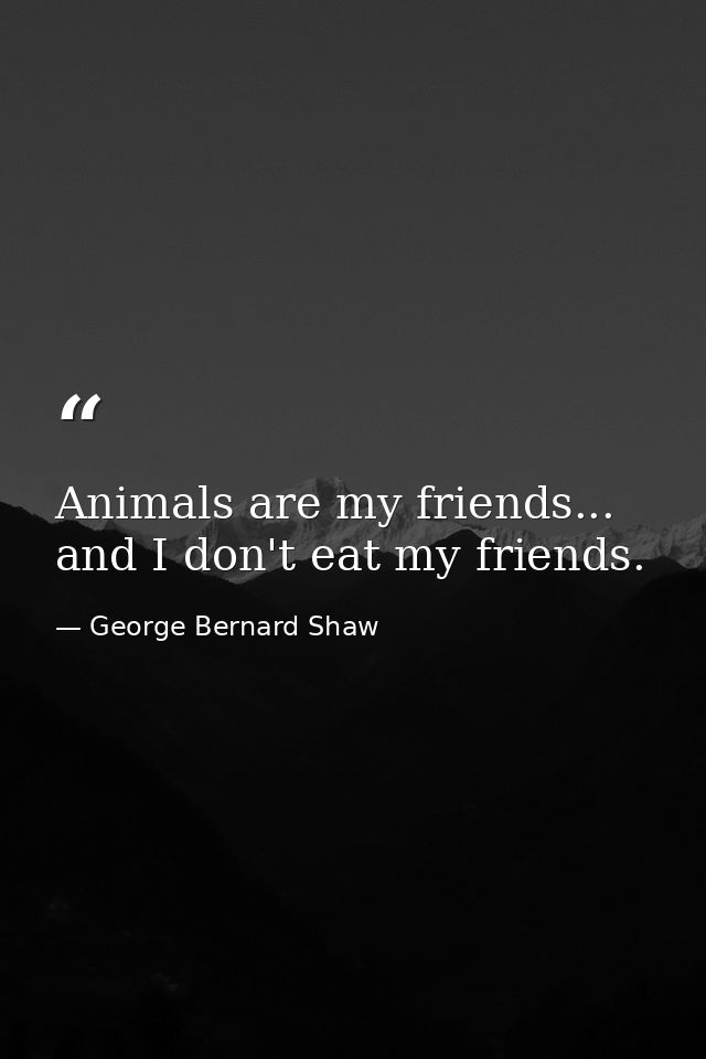 Animals are my friends... and I don't eat my friends. — George Bernard Shaw