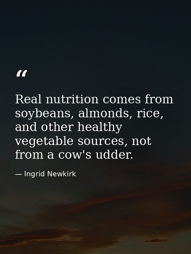Real nutrition comes from soybeans, almonds, rice, and other healthy vegetable sources, not from a cow's udder. — Ingrid Newkirk