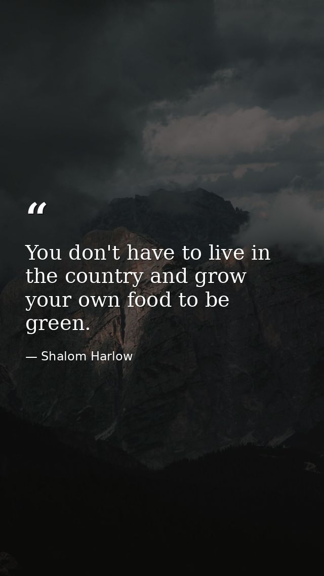 You don't have to live in the country and grow your own food to be green. — Shalom Harlow