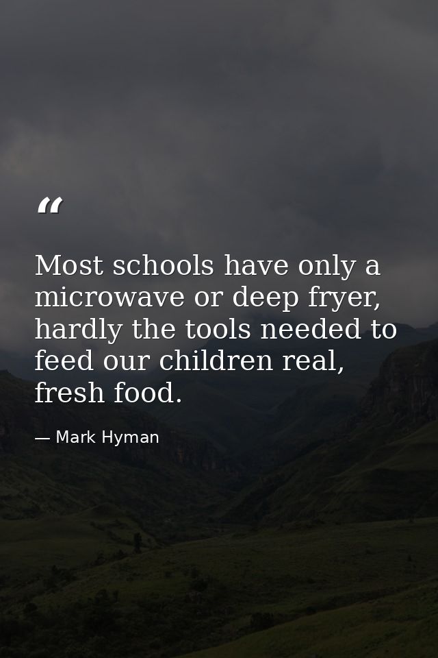Most schools have only a microwave or deep fryer, hardly the tools needed to feed our children real, fresh food. — Mark Hyman