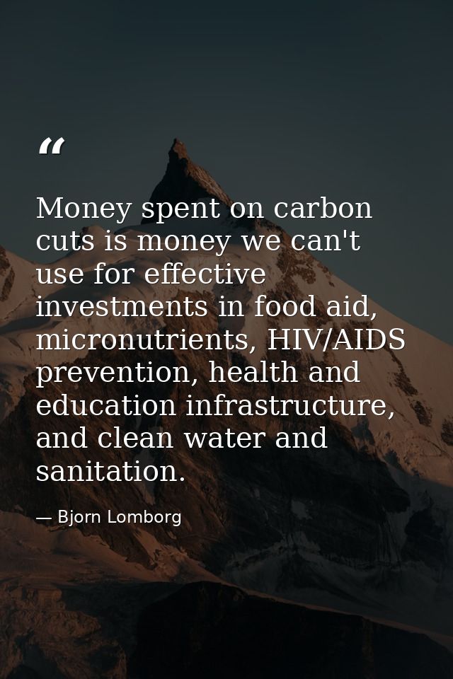 Money spent on carbon cuts is money we can't use for effective investments in food aid, micronutrients, HIV/AIDS prevent — Bjorn Lomborg