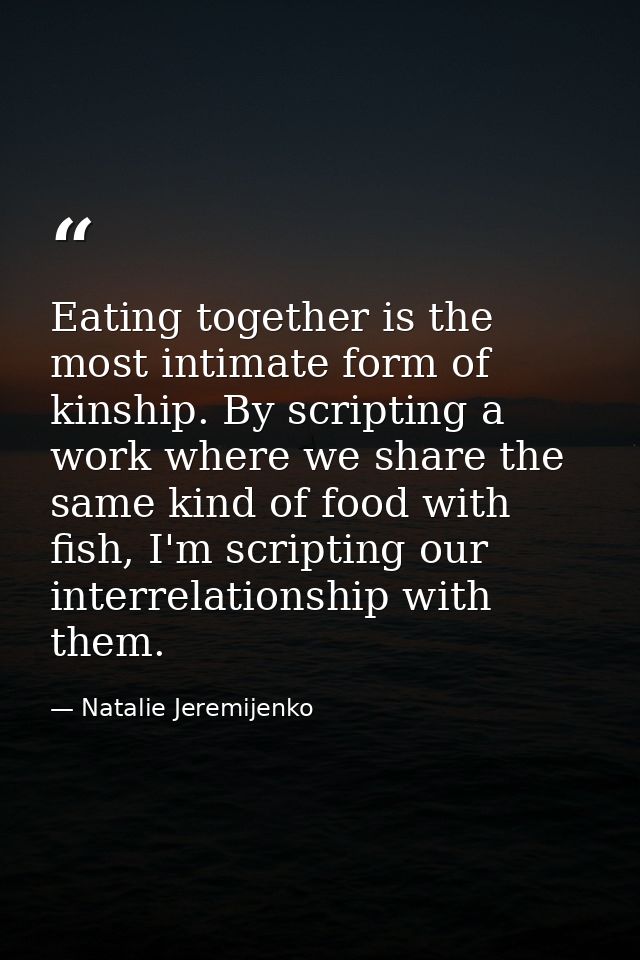 Eating together is the most intimate form of kinship. By scripting a work where we share the same kind of food with fish — Natalie Jeremijenko
