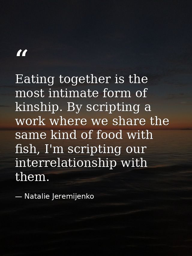 Eating together is the most intimate form of kinship. By scripting a work where we share the same kind of food with fish — Natalie Jeremijenko