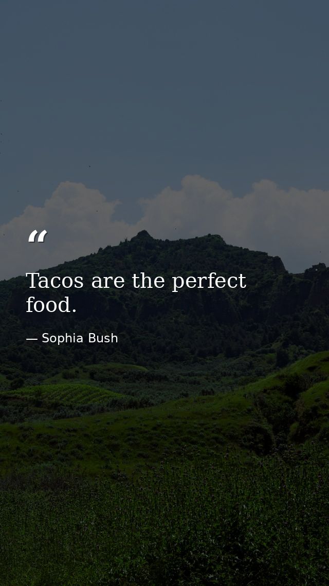 Tacos are the perfect food. — Sophia Bush