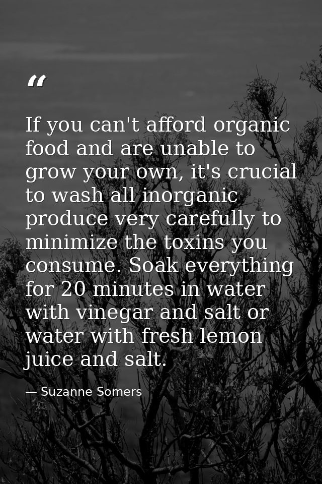 If you can't afford organic food and are unable to grow your own, it's crucial to wash all inorganic produce very carefu — Suzanne Somers