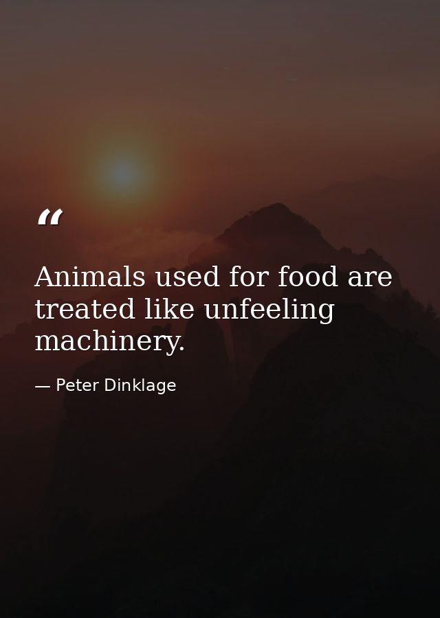 Animals used for food are treated like unfeeling machinery. — Peter Dinklage