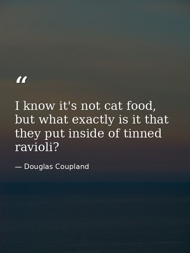 I know it's not cat food, but what exactly is it that they put inside of tinned ravioli? — Douglas Coupland