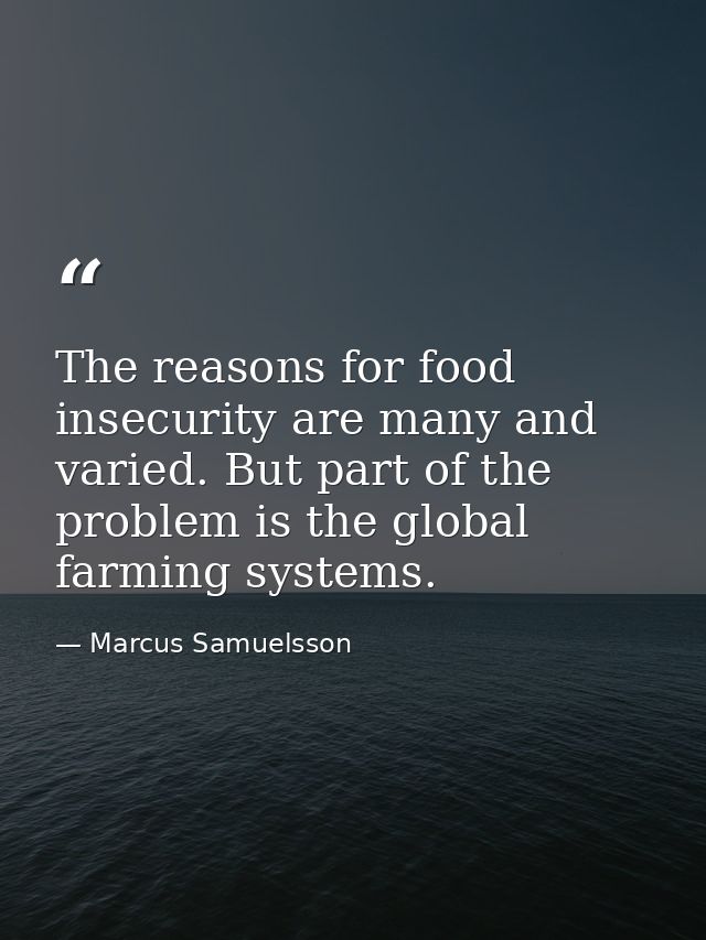The reasons for food insecurity are many and varied. But part of the problem is the global farming systems. — Marcus Samuelsson