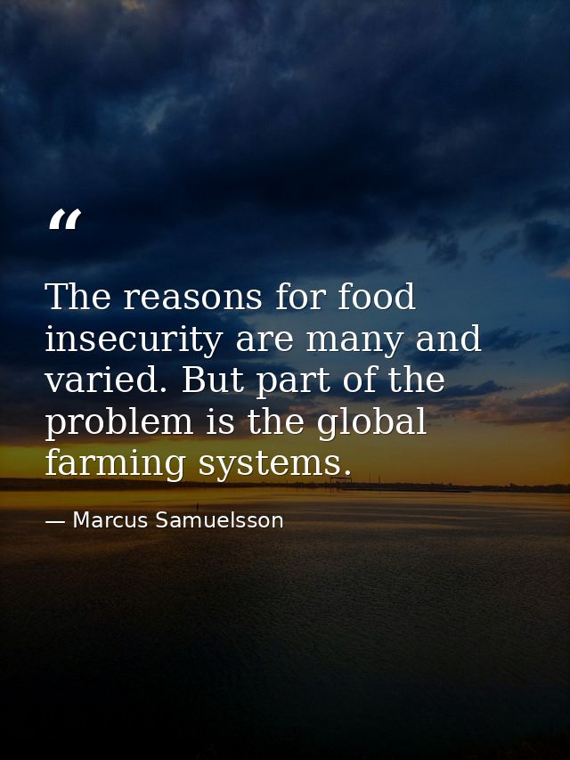 The reasons for food insecurity are many and varied. But part of the problem is the global farming systems. — Marcus Samuelsson