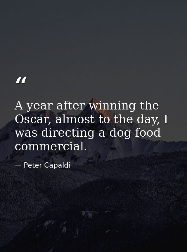 A year after winning the Oscar, almost to the day, I was directing a dog food commercial. — Peter Capaldi