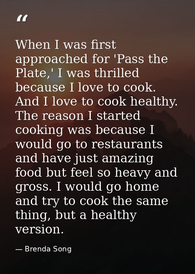 When I was first approached for 'Pass the Plate,' I was thrilled because I love to cook. And I love to cook healthy. The — Brenda Song