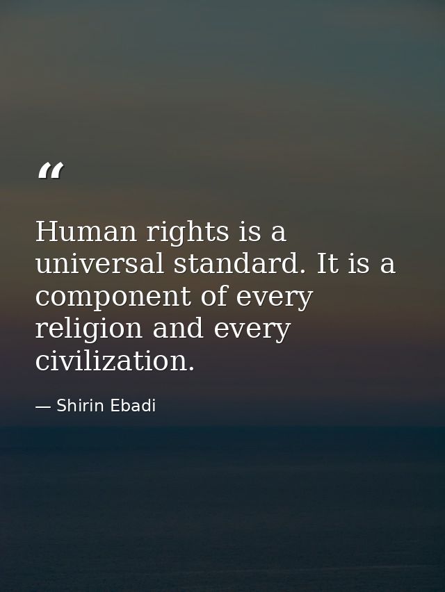 Human rights is a universal standard. It is a component of every religion and every civilization. — Shirin Ebadi