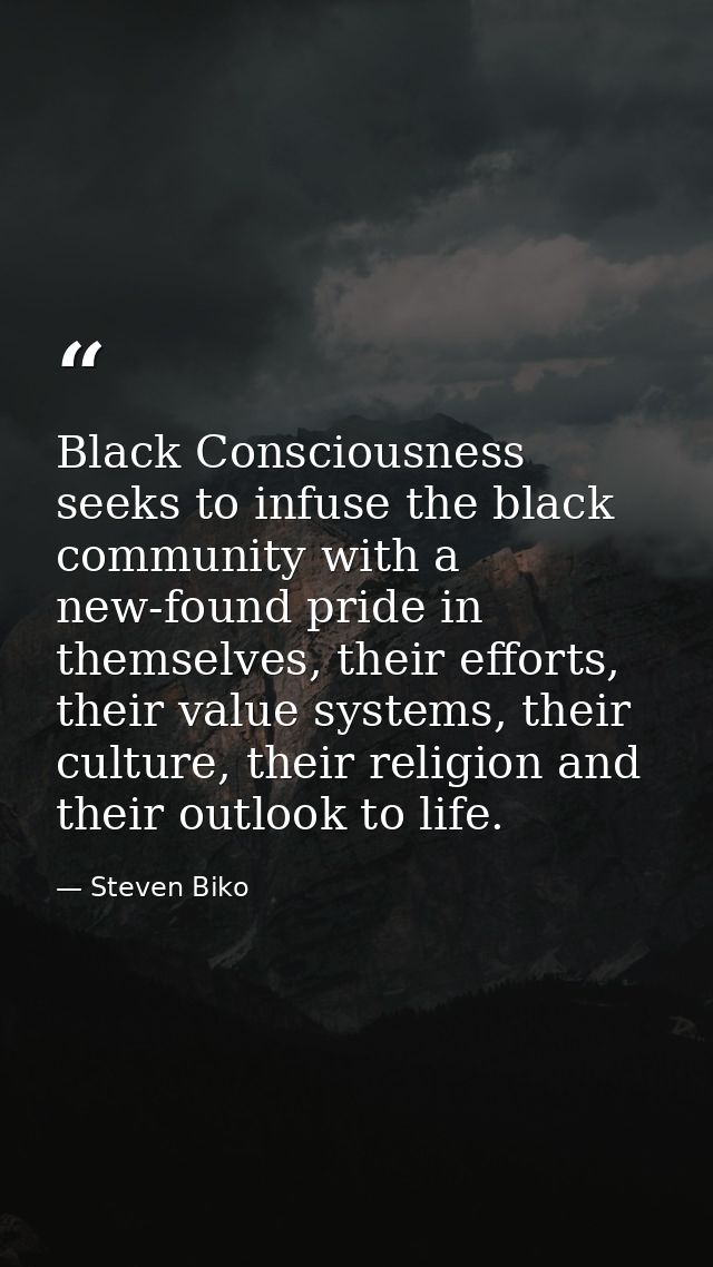 Black Consciousness seeks to infuse the black community with a new-found pride in themselves, their efforts, their value — Steven Biko