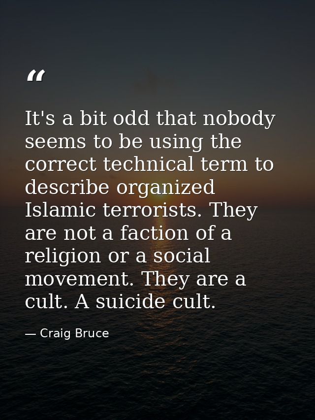 It's a bit odd that nobody seems to be using the correct technical term to describe organized Islamic terrorists. They a — Craig Bruce