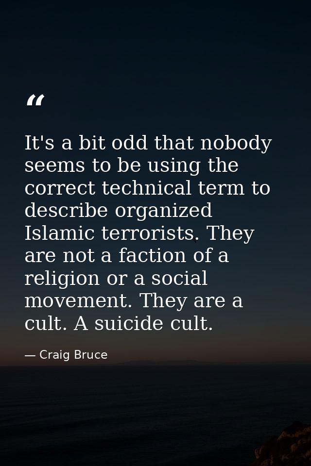 It's a bit odd that nobody seems to be using the correct technical term to describe organized Islamic terrorists. They a — Craig Bruce