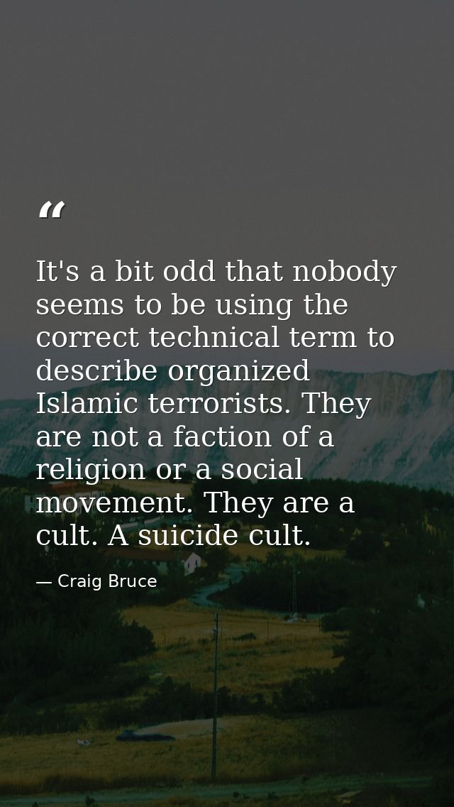 It's a bit odd that nobody seems to be using the correct technical term to describe organized Islamic terrorists. They a — Craig Bruce