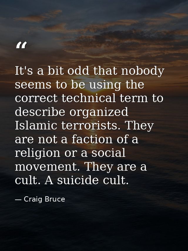 It's a bit odd that nobody seems to be using the correct technical term to describe organized Islamic terrorists. They a — Craig Bruce