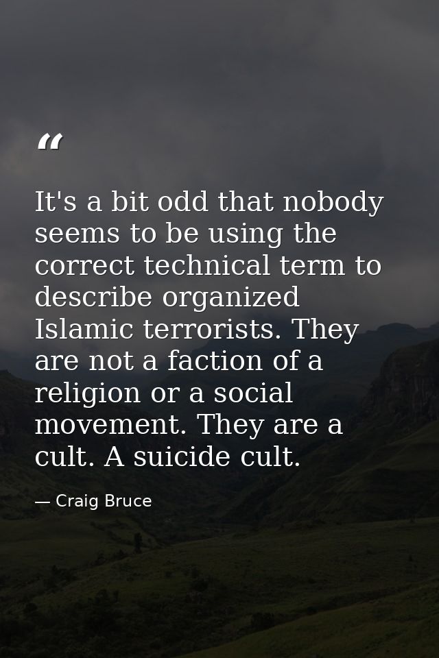 It's a bit odd that nobody seems to be using the correct technical term to describe organized Islamic terrorists. They a — Craig Bruce