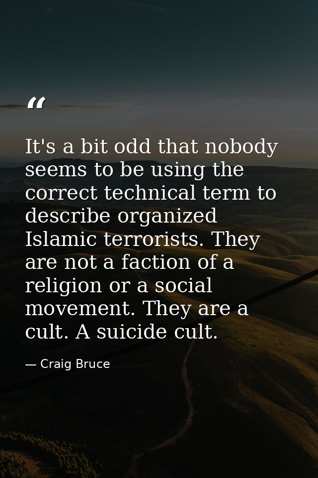 It's a bit odd that nobody seems to be using the correct technical term to describe organized Islamic terrorists. They a — Craig Bruce