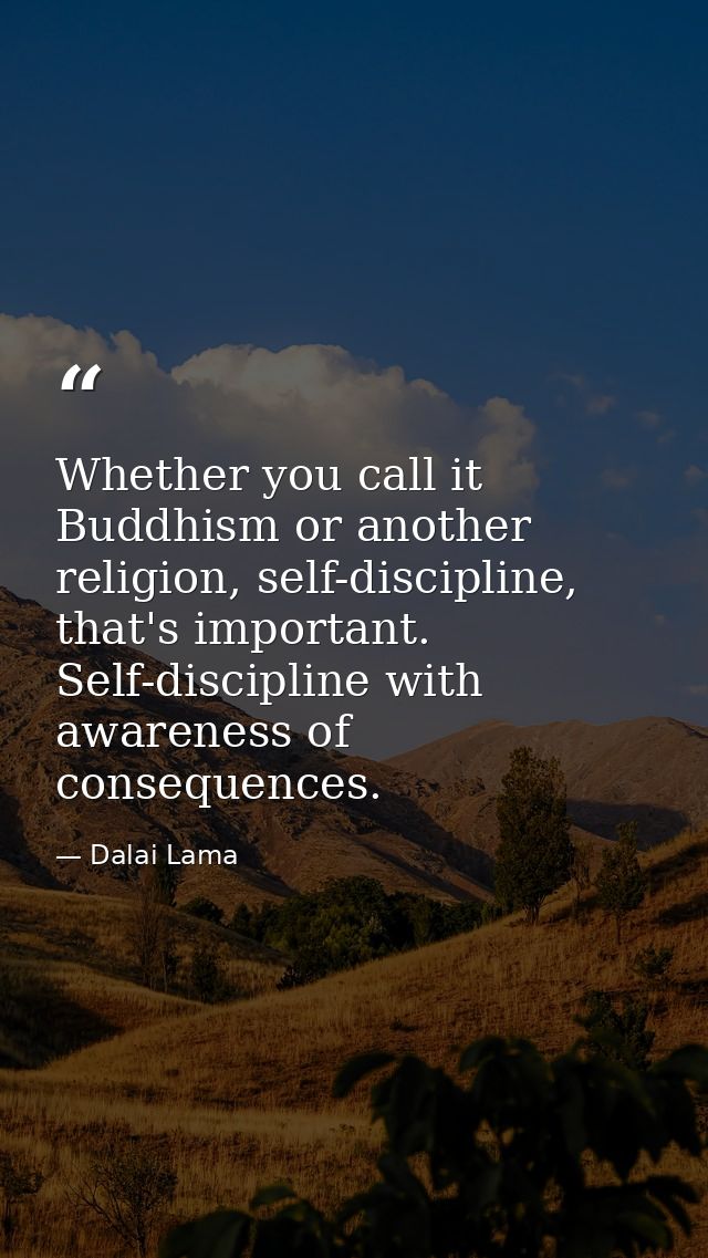 Whether you call it Buddhism or another religion, self-discipline, that's important. Self-discipline with awareness of c — Dalai Lama
