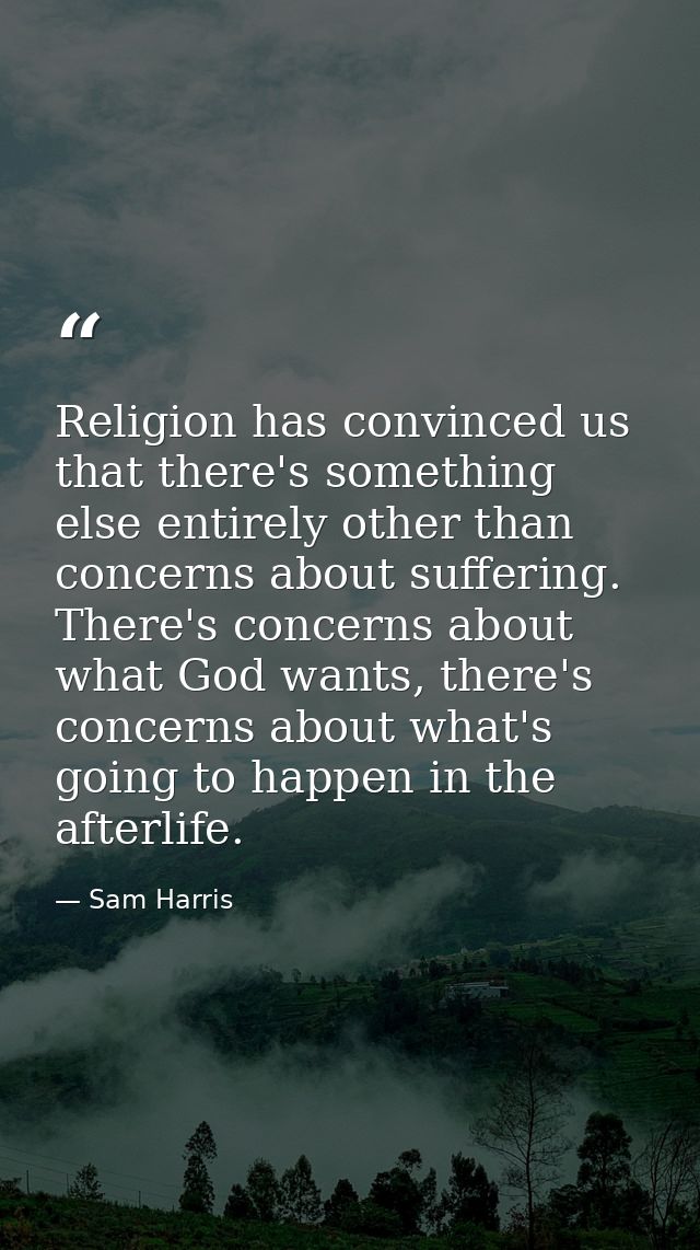 Religion has convinced us that there's something else entirely other than concerns about suffering. There's concerns abo — Sam Harris