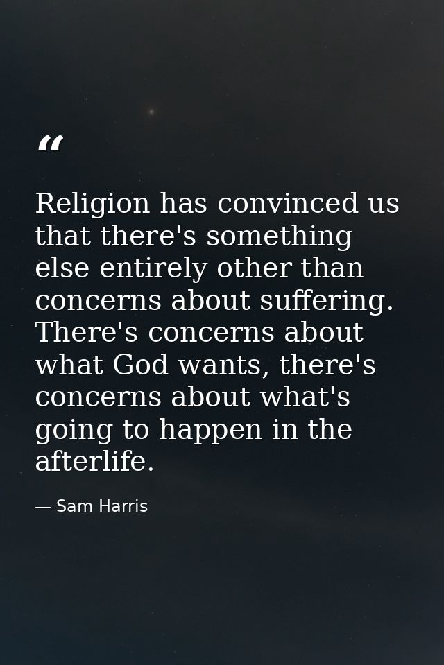 Religion has convinced us that there's something else entirely other than concerns about suffering. There's concerns abo — Sam Harris