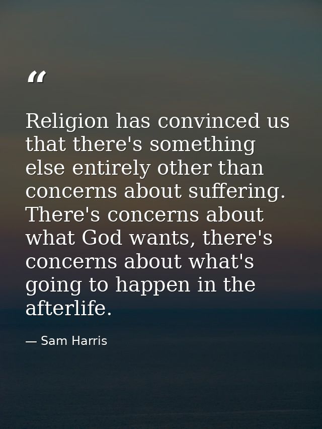 Religion has convinced us that there's something else entirely other than concerns about suffering. There's concerns abo — Sam Harris