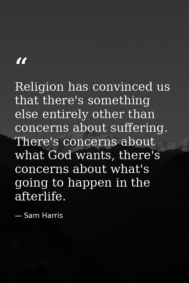 Religion has convinced us that there's something else entirely other than concerns about suffering. There's concerns abo — Sam Harris