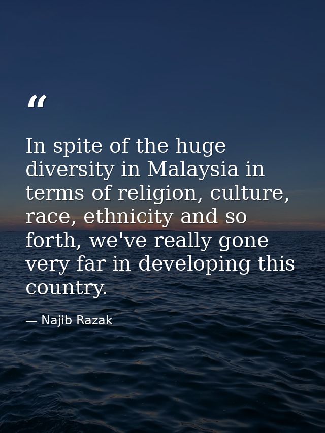 In spite of the huge diversity in Malaysia in terms of religion, culture, race, ethnicity and so forth, we've really gon — Najib Razak