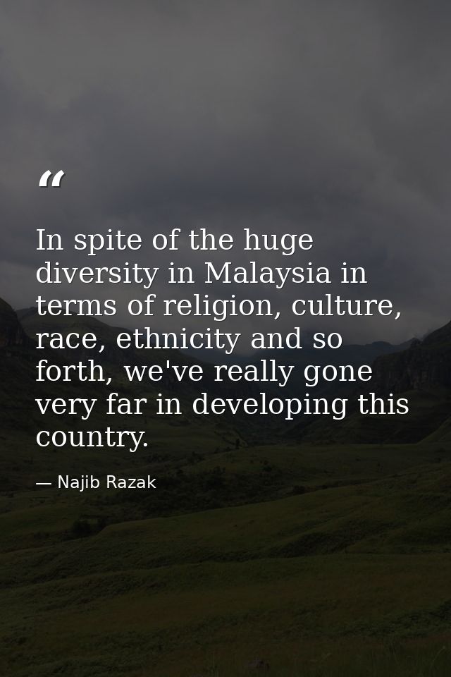 In spite of the huge diversity in Malaysia in terms of religion, culture, race, ethnicity and so forth, we've really gon — Najib Razak