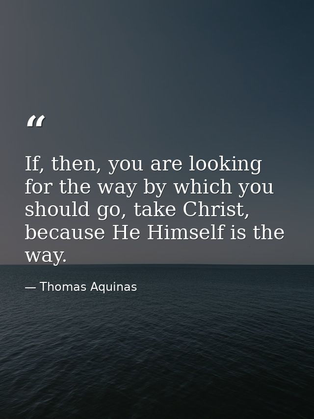 If, then, you are looking for the way by which you should go, take Christ, because He Himself is the way. — Thomas Aquinas