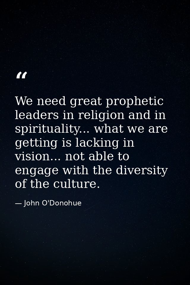 We need great prophetic leaders in religion and in spirituality... what we are getting is lacking in vision... not able  — John O'Donohue