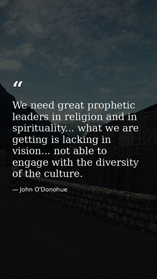 We need great prophetic leaders in religion and in spirituality... what we are getting is lacking in vision... not able  — John O'Donohue