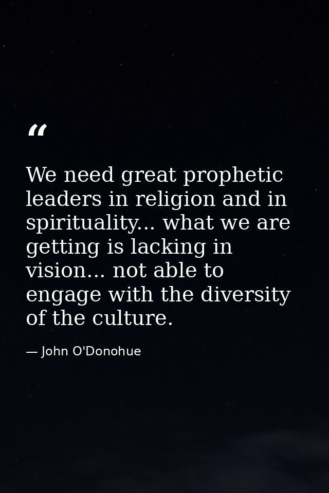 We need great prophetic leaders in religion and in spirituality... what we are getting is lacking in vision... not able  — John O'Donohue