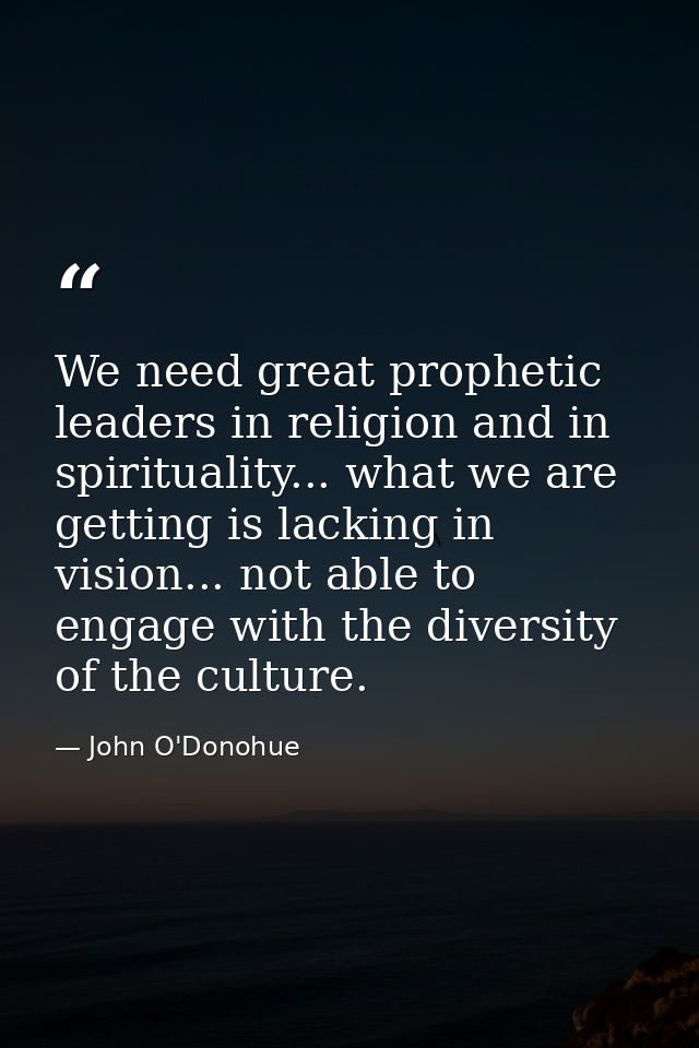 We need great prophetic leaders in religion and in spirituality... what we are getting is lacking in vision... not able  — John O'Donohue