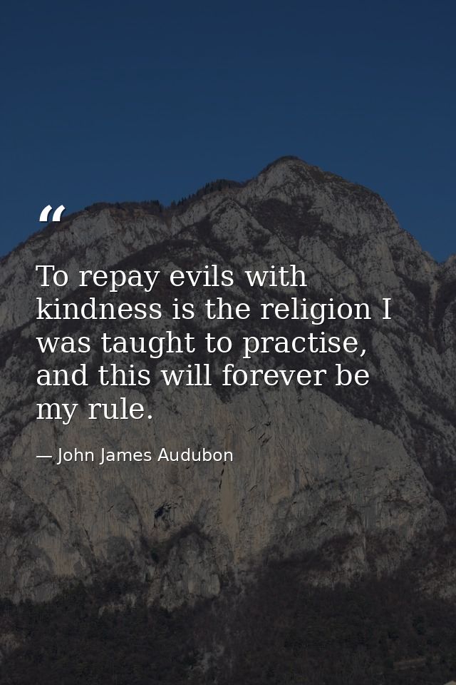 To repay evils with kindness is the religion I was taught to practise, and this will forever be my rule. — John James Audubon