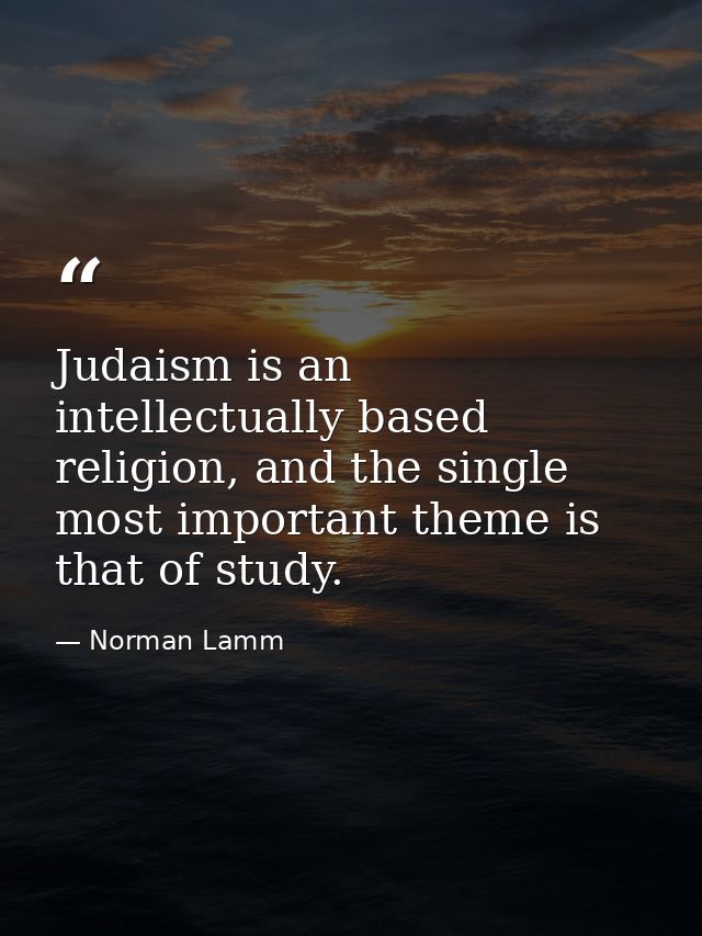 Judaism is an intellectually based religion, and the single most important theme is that of study. — Norman Lamm