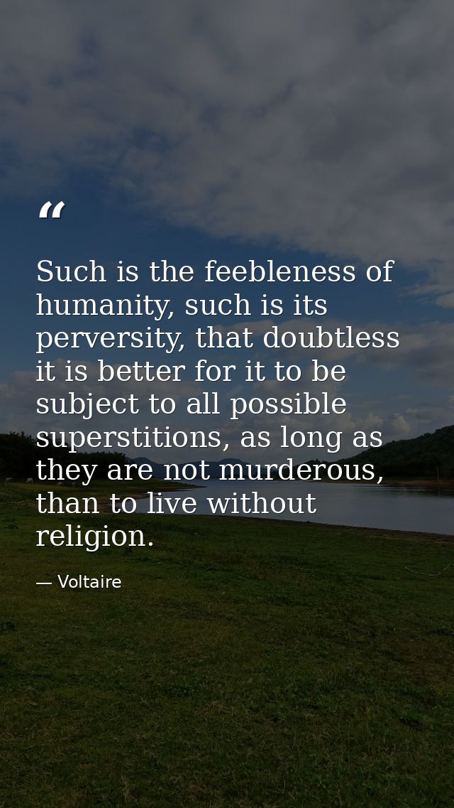 Such is the feebleness of humanity, such is its perversity, that doubtless it is better for it to be subject to all poss — Voltaire