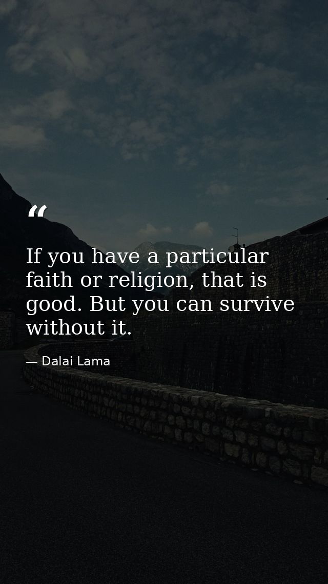 If you have a particular faith or religion, that is good. But you can survive without it. — Dalai Lama