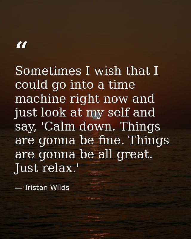 Sometimes I wish that I could go into a time machine right now and just look at my self and say, 'Calm down. Things are  — Tristan Wilds